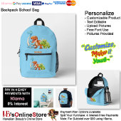 Dinosaur Reptiles Blue School Backpack 15 Bedrukte Rugzak
