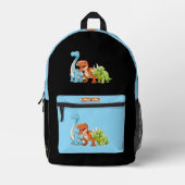 Dinosaur Reptiles Blue School Backpack 16 Bedrukte Rugzak (Voorkant)