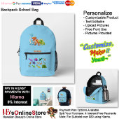 Dinosaur Reptiles Blue School Backpack 23 Bedrukte Rugzak