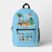 Dinosaur Reptiles Blue School Backpack 33 Bedrukte Rugzak (Voorkant)