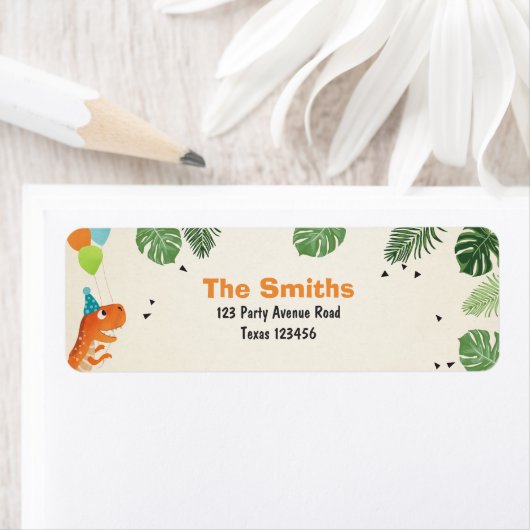 Dinosaur Return Address Labels Dino Party Boy (Insitu)