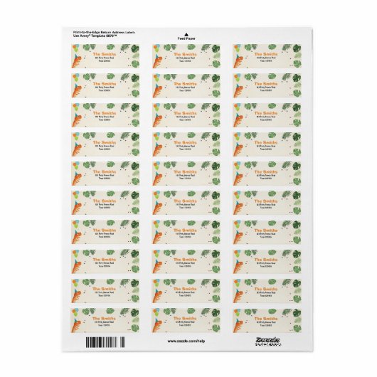Dinosaur Return Address Labels Dino Party Boy (Full Sheet)