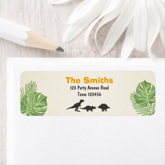 Dinosaur Return Address Labels Dinosaur Party (Insitu)
