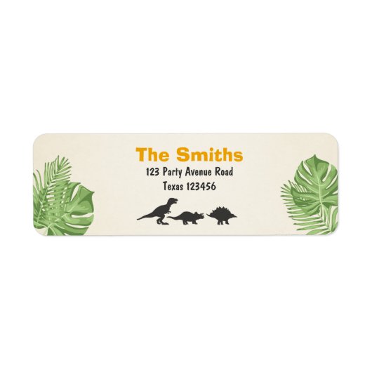 Dinosaur Return Address Labels Dinosaur Party (Voorkant)