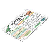Dinosaur Reward Chart Persoonlijke Naam & Taken Notitieblok (Schuin)