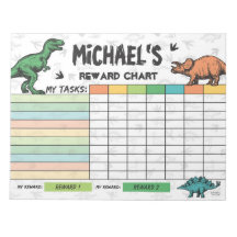 Dinosaur Reward Chart Persoonlijke Naam & Taken