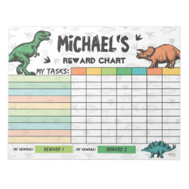 Dinosaur Reward Chart Persoonlijke Naam & Taken Notitieblok