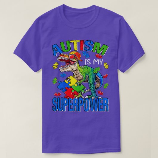 Dinosaur Rex Autism is mijn Superpower autisme Awa T-shirt (Design voorkant)