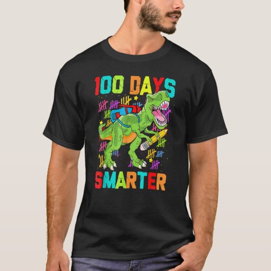 Dinosaur Rex Happy 100th Day Of School Dino Kids 1 T-shirt (Voorkant)