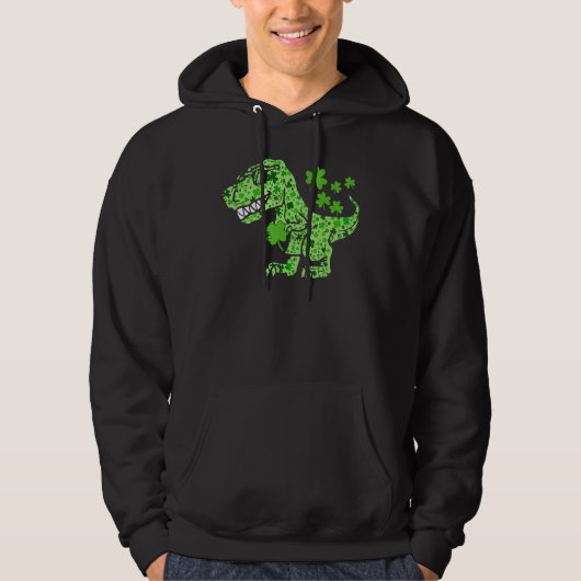 Dinosaur Rex St Patricks Day Shamrock Volwassenen  Hoodie (Voorkant)