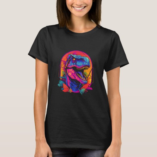 Dinosaur Rex Synthwave Vaporwave Retro 80s Chillwa T-shirt (Voorkant)