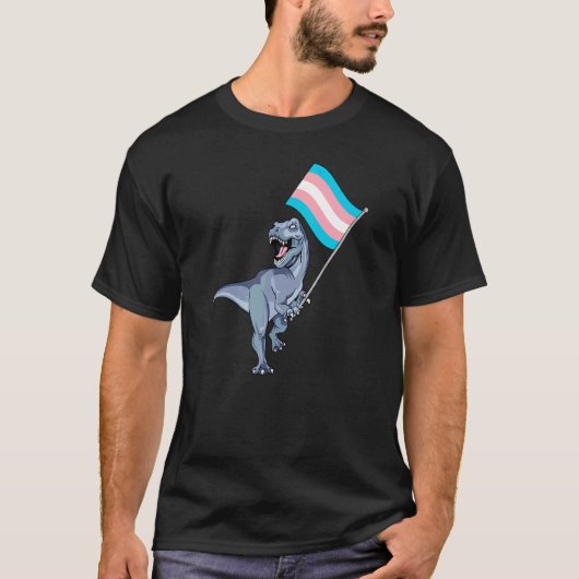 Dinosaur Rex Transgender Pride Flag Lgbt Lesbian B T-shirt (Voorkant)