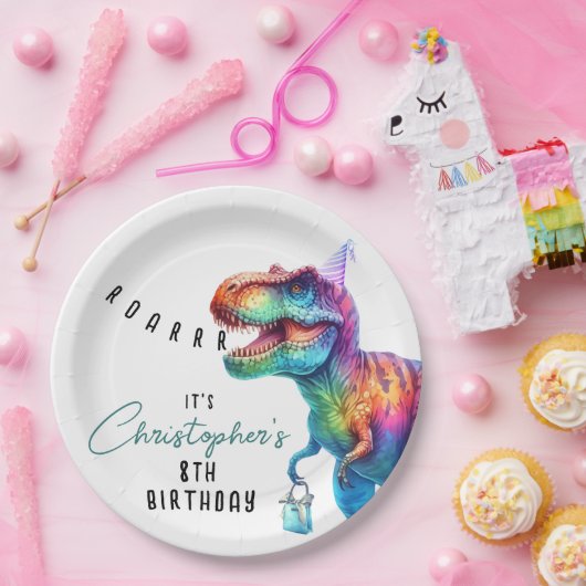 Dinosaur Rex Verjaardagspapier Bord (Feest)