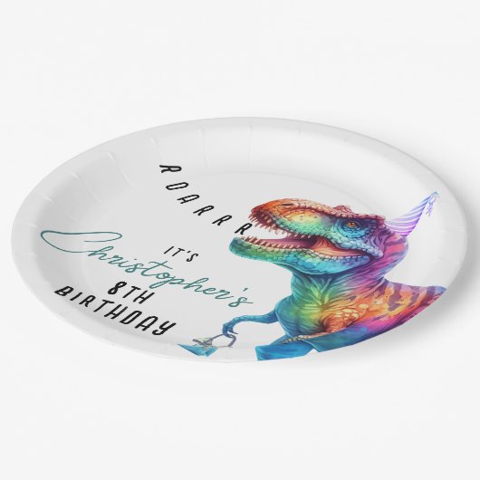 Dinosaur Rex Verjaardagspapier Bord (Gekanteld)