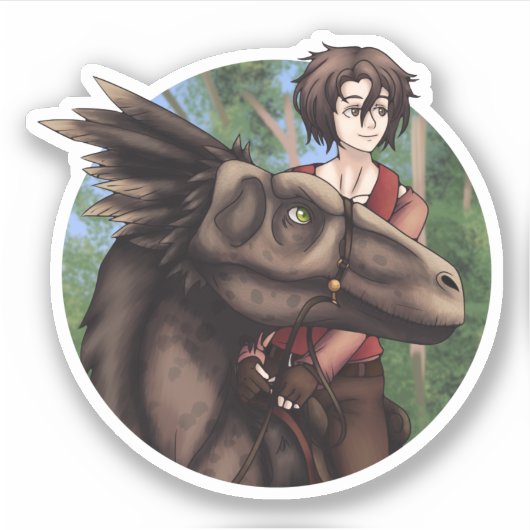 Dinosaur Rider Sticker (Voorkant)
