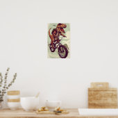 Dinosaur Riding Bike Illustration Poster (Keuken)