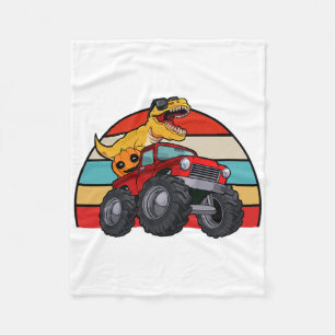 Dinosaur Riding Monster Truck Lazy Halloween Costu Fleece Deken
