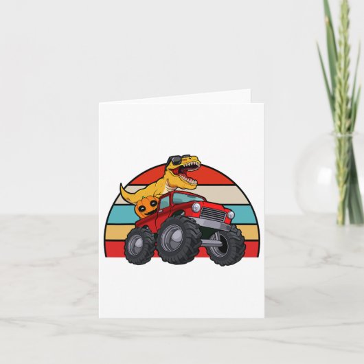 Dinosaur Riding Monster Truck Lazy Halloween Costu Kaart (Voorkant)
