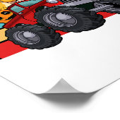 Dinosaur Riding Monster Truck Lazy Halloween Costu Poster (Hoek)