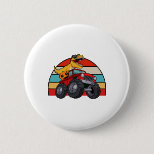 Dinosaur Riding Monster Truck Lazy Halloween Costu Ronde Button 5,7 Cm