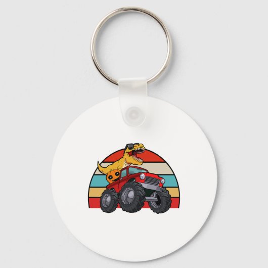 Dinosaur Riding Monster Truck Lazy Halloween Costu Sleutelhanger (Voorkant)