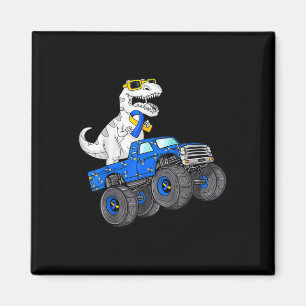 Dinosaur Riding Truck World Down Syndrome Day Boys Magneet