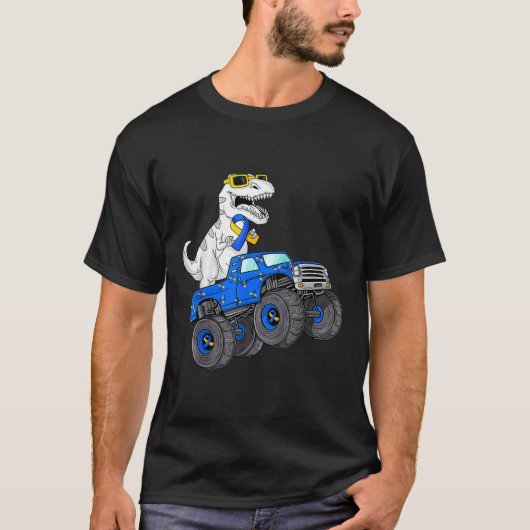 Dinosaur Riding Truck World Down Syndrome Day Boys T-shirt (Voorkant)