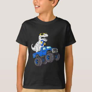 Dinosaur Riding Truck World Down Syndrome Day Boys T-shirt