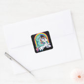 Dinosaur Riding Unicorn Kids Rainbow Vierkante Sticker (Envelop)