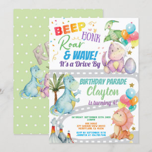 Dinosaur rijdt door de Birthday Party parade Kaart