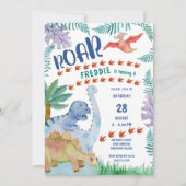 Dinosaur Roar Any Age Boys Birthday Uitnodiging (Voorkant)