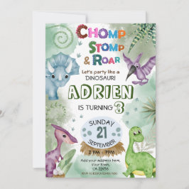 Dinosaur Roar Birthday Party Invitation Kaart