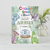 Dinosaur Roar Birthday Party Invitation Kaart (Staand voorkant)