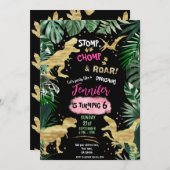 Dinosaur Roar Birthday Party Kaart (Voorkant / Achterkant)