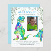 Dinosaur Roar Birthday Party Photo Blue (Voorkant / Achterkant)