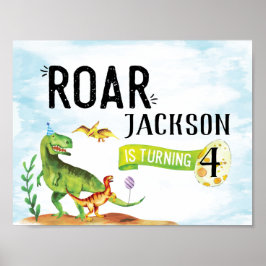 Dinosaur Roar Birthday Sign Poster