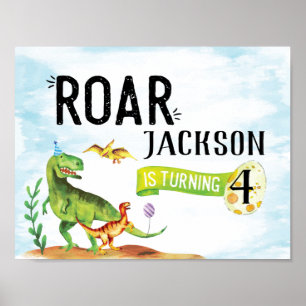 Dinosaur Roar Birthday Sign Poster