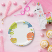 Dinosaur Roar Boys Birthday Blue Papieren Bordje (Feest)