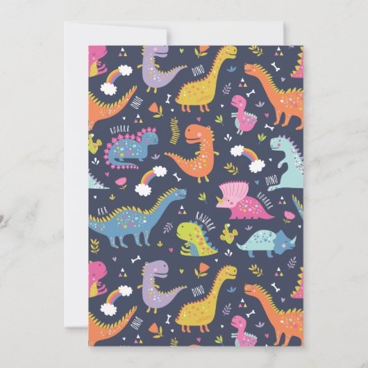 Dinosaur Roar Boys Verjaardag Blauw Kaart (Achterkant)