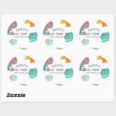 Dinosaur Roar Boys Verjaardag Blauw Ronde Sticker (Vel)