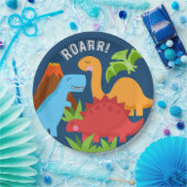 Dinosaur ROAR Cute Blue Paper Bord Red Fox Tail (Feest)