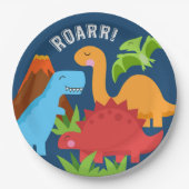 Dinosaur ROAR Cute Blue Paper Bord Red Fox Tail (Voorkant)