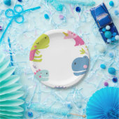 Dinosaur Roar Girls Birthday Pink Papieren Bordje (Feest)