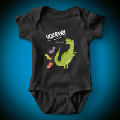 Dinosaur Roar Green Monogrammed Boy Romper