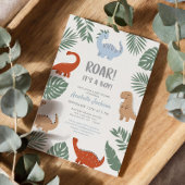 Dinosaur Roar Het is een Jongen Baby shower Uitnod Kaart