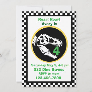 Dinosaur Roar Kids Birthday Party Invitation Kaart