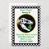 Dinosaur Roar Kids Birthday Party Invitation Kaart (Voorkant / Achterkant)