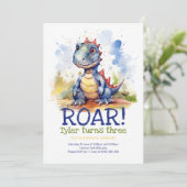 Dinosaur Roar Kids Verjaardag Kaart (Staand voorkant)