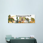 Dinosaur roar T-rex vlammen meteoor fotojongens Spandoek (Beurs)