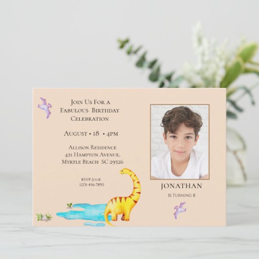 Dinosaur Roar Theme Oerwoud Birthday Kaart (Staand voorkant)